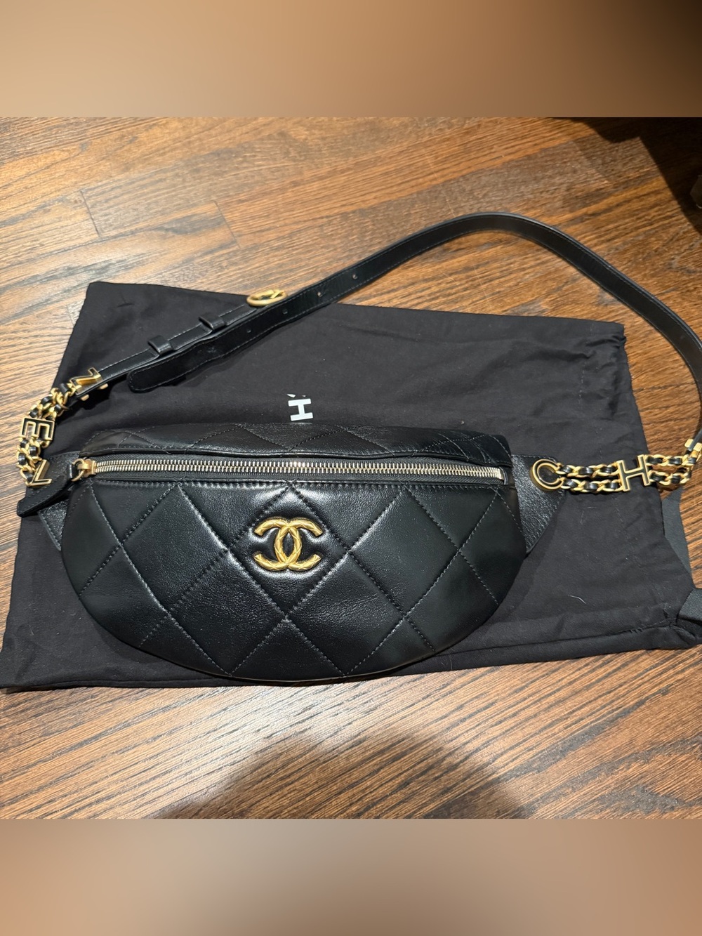 Chanel Black Quilted Waist Bag Bumbag